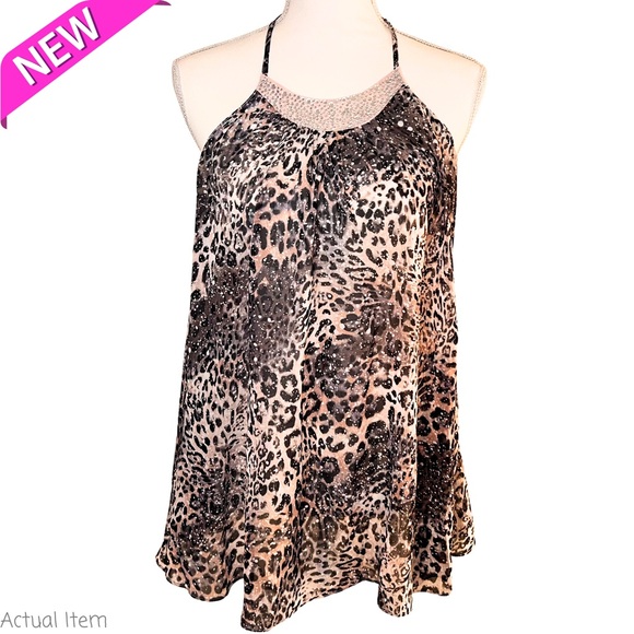 🆕 NWT Victoria’s Secret Leopard Babydoll Bow Back Chiffon Half Slip Size Small - Picture 2 of 5